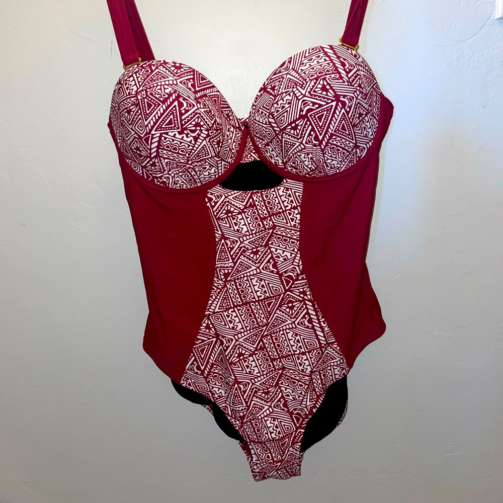 Swimsuits for All maroon cup style swimsuit
